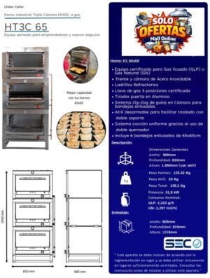 horno 3 camaras 65x65 certificado Horno 3 camaras 65x65 Certificado Gas Natural Gas Licuado