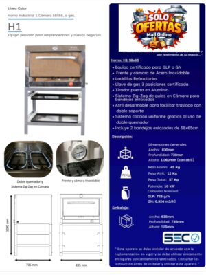 horno certificado 1 camara 58x65 Horno 1 camara 58x65