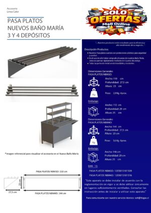 pasa platos Pasa platos Baño Maria 3 y 4 depositos