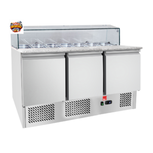 saladette 3 puertas 380 lts marmol 8 tachos Saladette Meson 3 puertas marmol con vidrio 380lts 8 depositos